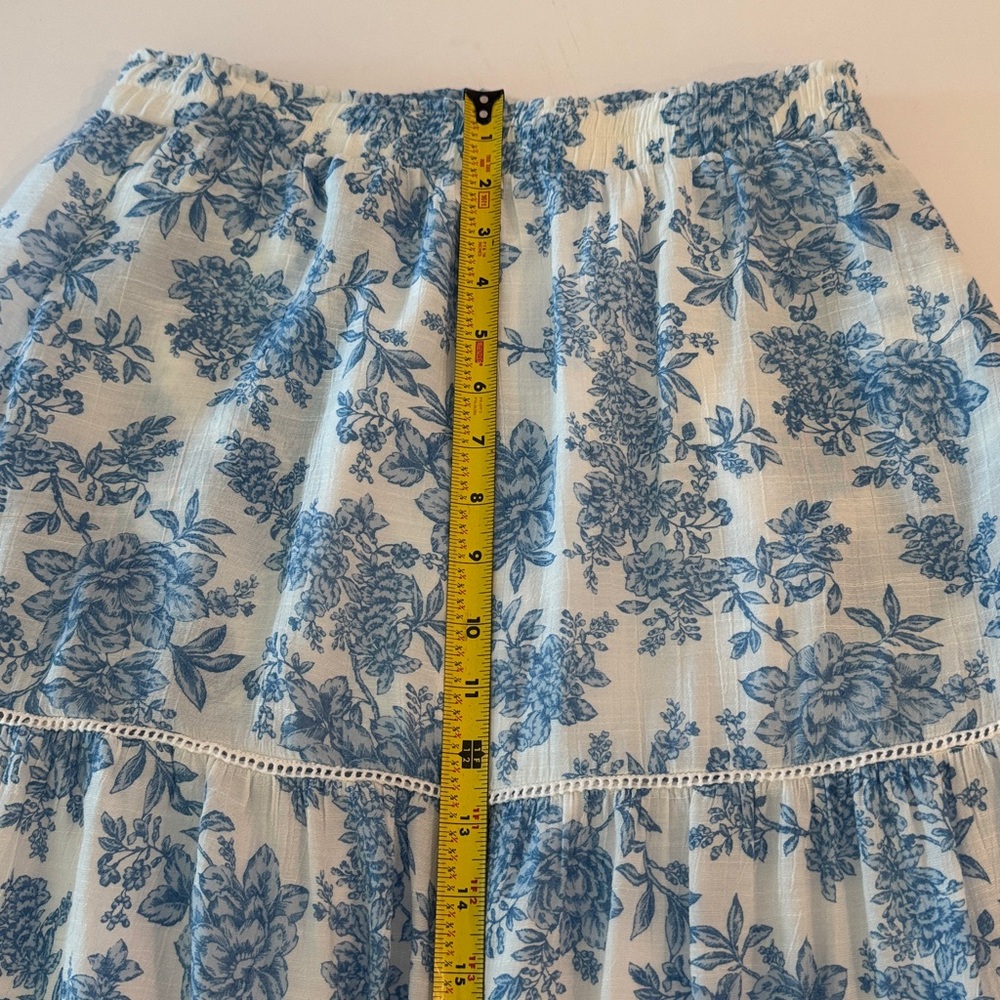 Nanette Lepore Blue & White Toile Tiered Boho Coquette Country Chic Maxi Skirt - Picture 9 of 12